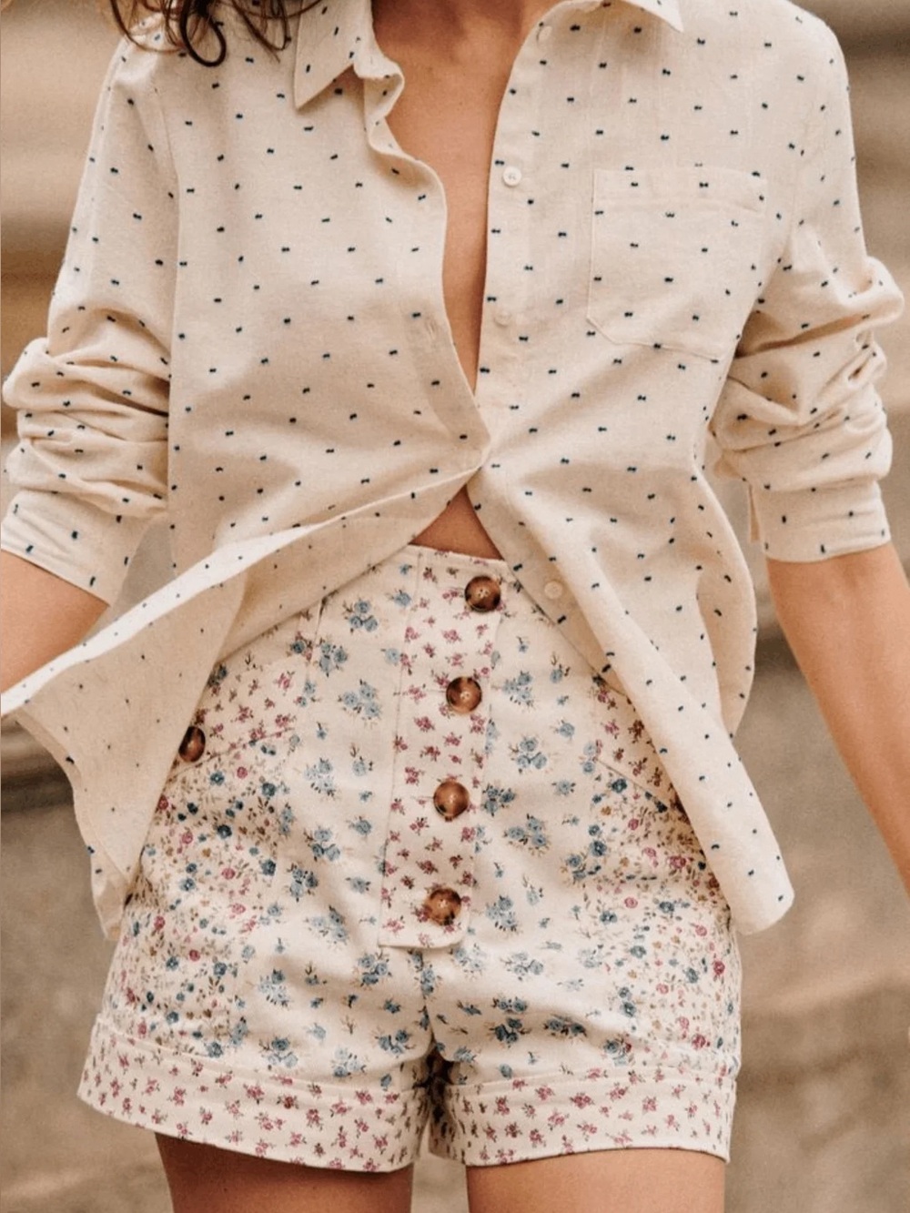 Sezane Nathan Shorts Patchwork Mini Fleurs - Size 44